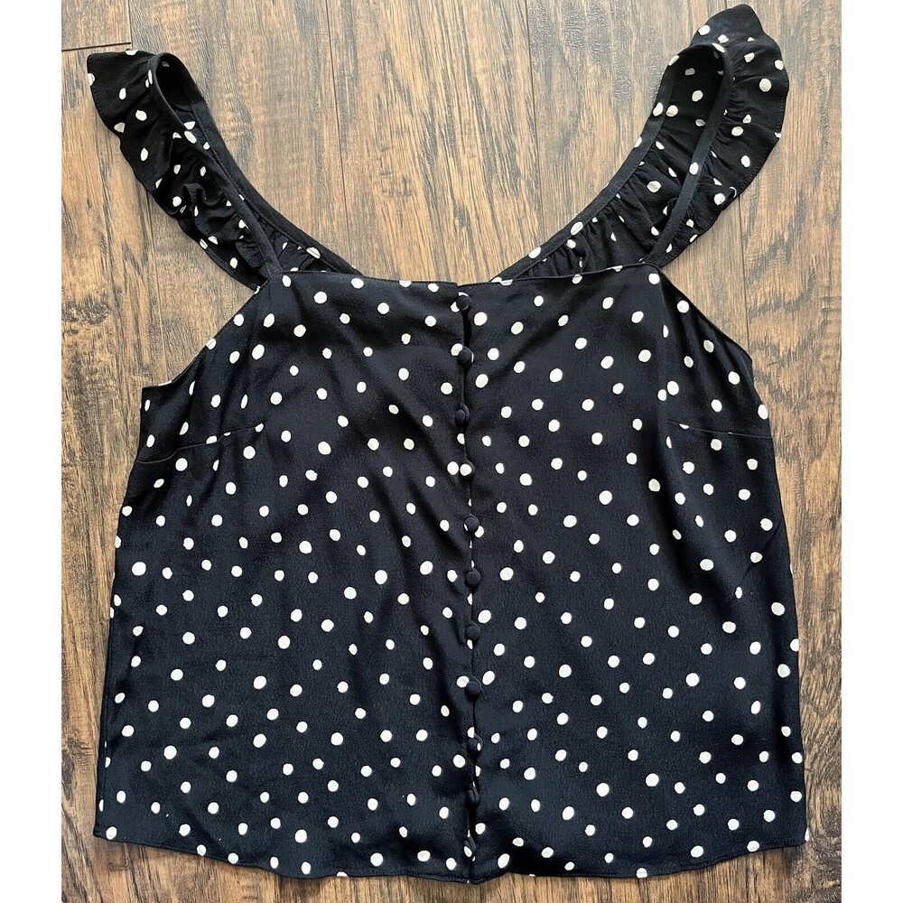 Madewell Women’s Black & White Polka Dot Camisole Tank Ruffle Sleeve Size 6